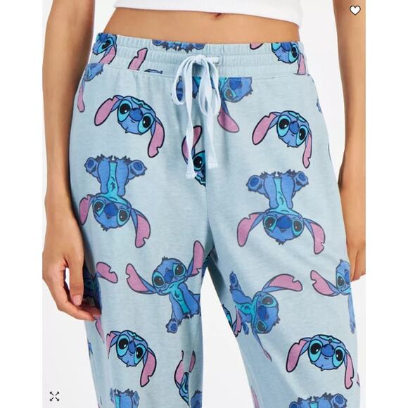 NEW Macy's Disney Stitch Drawstring Lounge Pants Size Small Blue Lilo Pajama Pjs - Picture 3 of 11